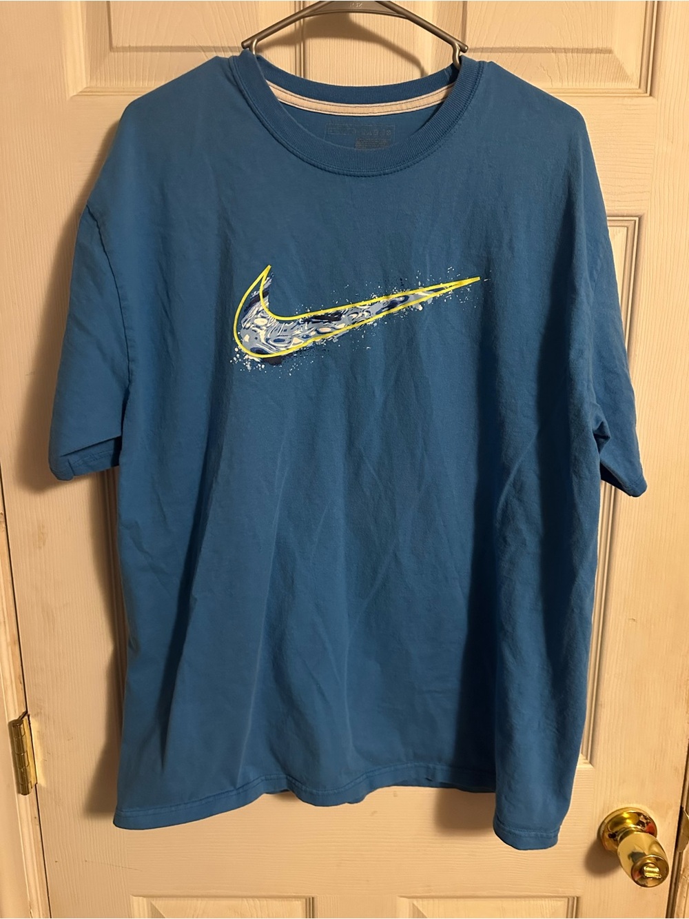 Nike Teal Blue Tee with Yellow & White Swoosh